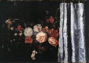 SPELT, Adrian van der Flower Still-Life with Curtain  uig Norge oil painting reproduction